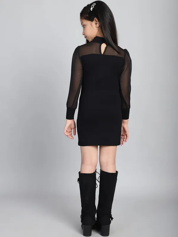 Black_Cotton_Solid_Dress_For_Kids