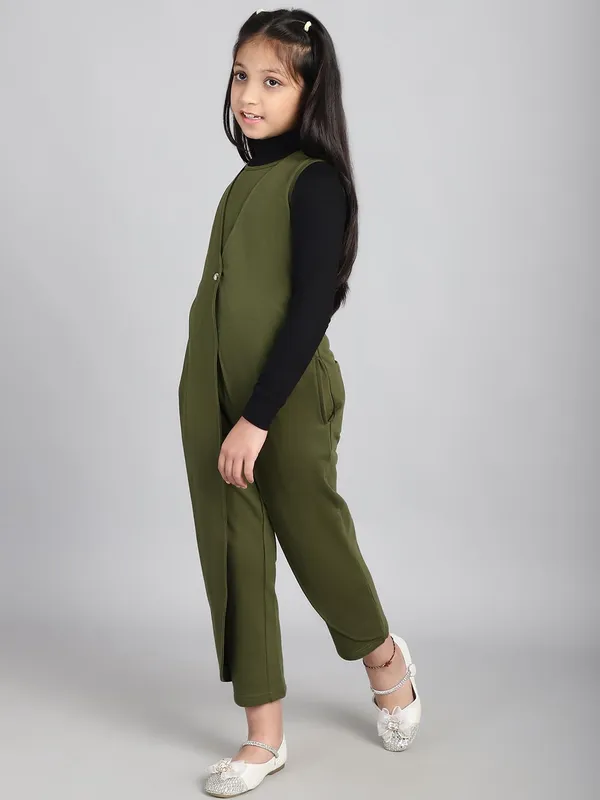 Olive_Cotton_Solid_Jumpsuit_For_Kids