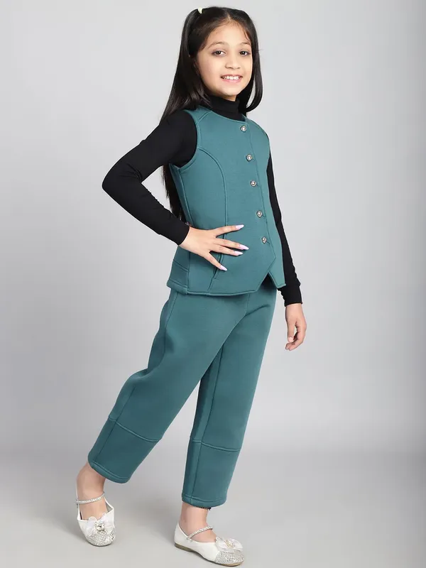 Dark_Cyan_Fleece_Solid_Clothing_Set_For_Kids