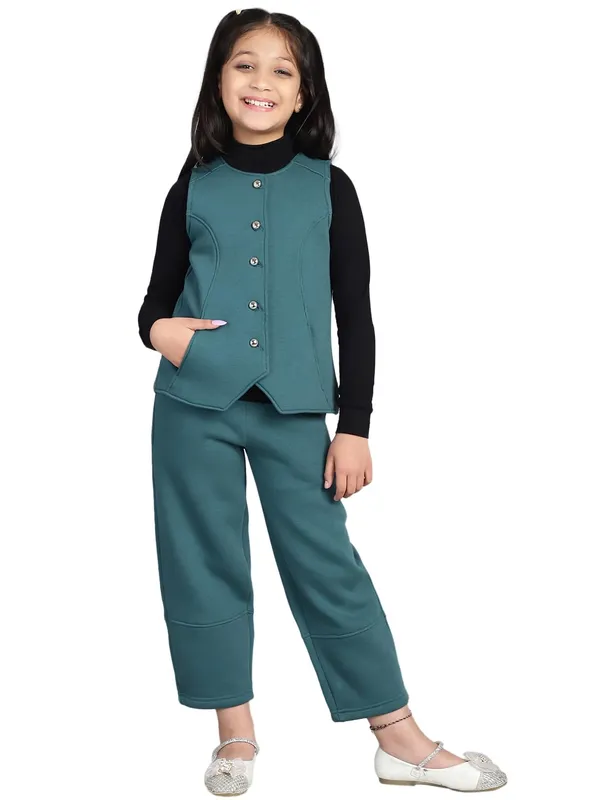 Dark_Cyan_Fleece_Solid_Clothing_Set_For_Kids