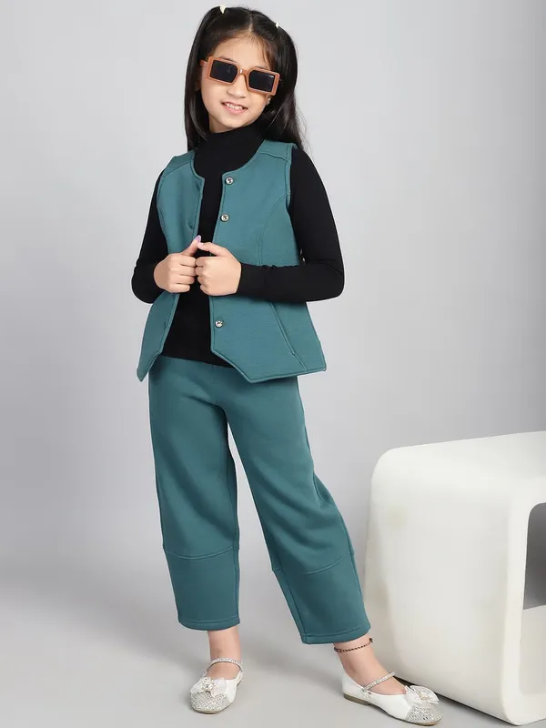 Dark_Cyan_Fleece_Solid_Clothing_Set_For_Kids