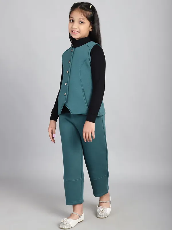 Dark_Cyan_Fleece_Solid_Clothing_Set_For_Kids