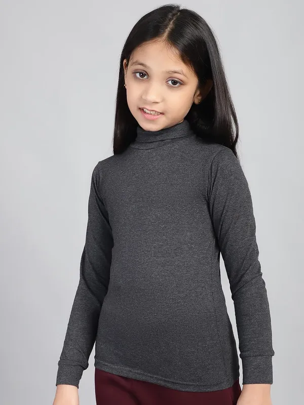 Dark_Melange_Cotton_Solid_T-Shirt_For_Kids