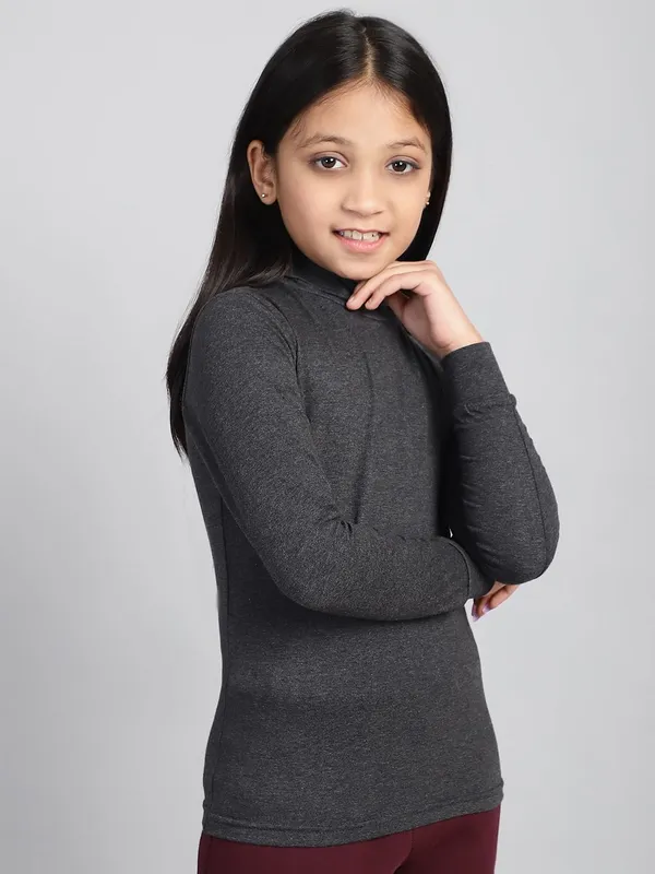 Dark_Melange_Cotton_Solid_T-Shirt_For_Kids
