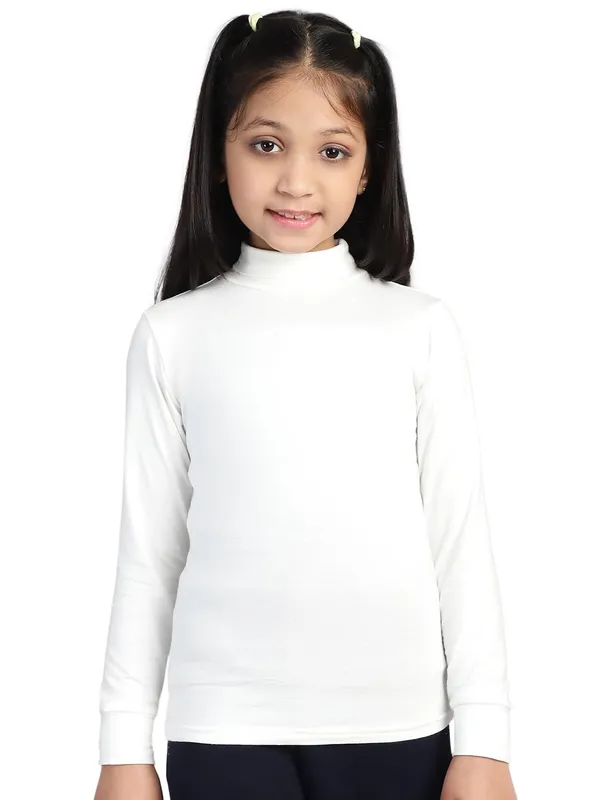 Cream_Rayon_Solid_T-Shirt_For_Kids