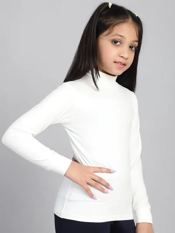 Cream_Rayon_Solid_T-Shirt_For_Kids