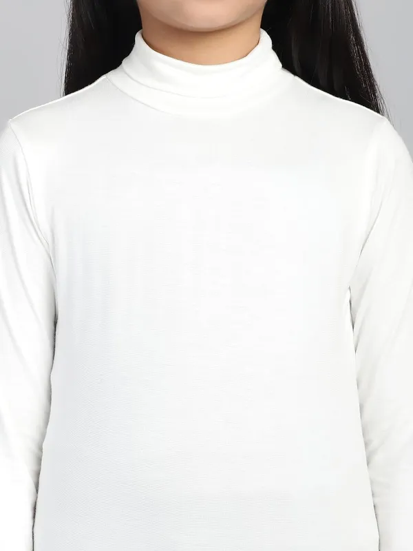 Cream_Rayon_Solid_T-Shirt_For_Kids