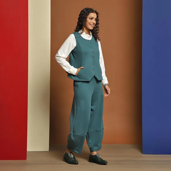 Sea_Blue_Cotton_Blend_Solid_Waistcoat_For_Women