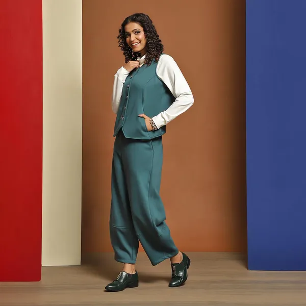 Sea_Blue_Cotton_Blend_Solid_Waistcoat_For_Women