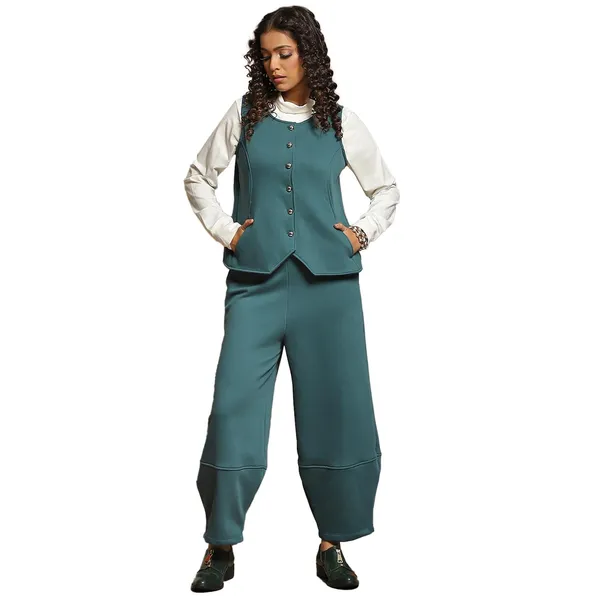 Sea_Blue_Cotton_Blend_Solid_Waistcoat_For_Women