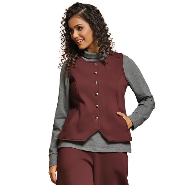 Maroon_Cotton_Blend_Solid_Waistcoat_For_Women