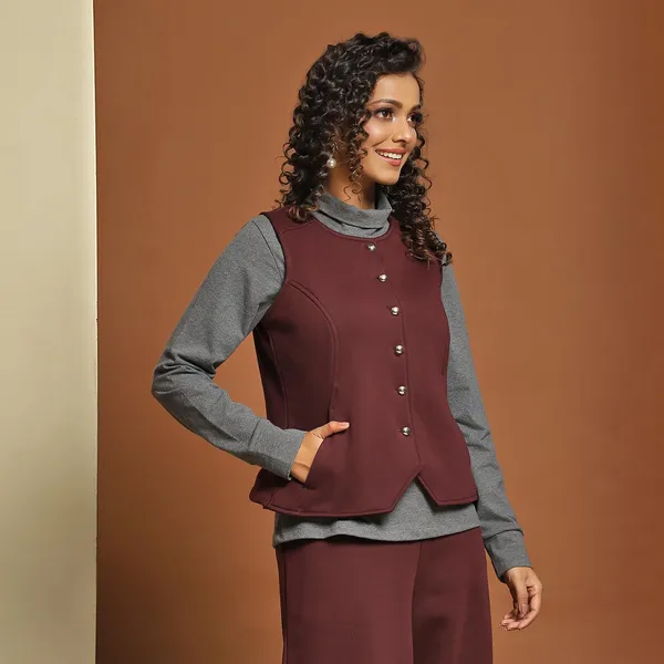 Maroon_Cotton_Blend_Solid_Waistcoat_For_Women