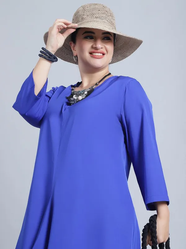 Blue_Polyester_Solid_Kurti_For_Women