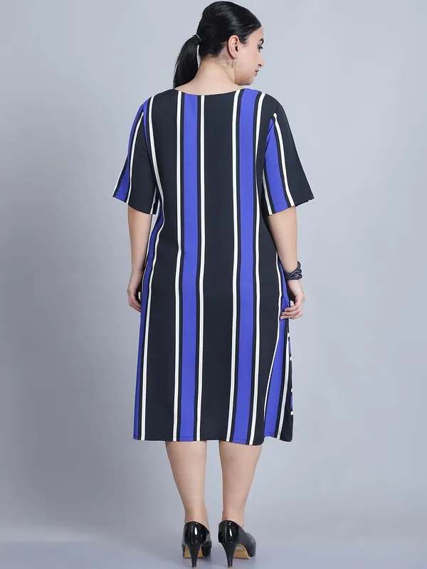 Blue_Polyester_Striped_Dress_For_Women