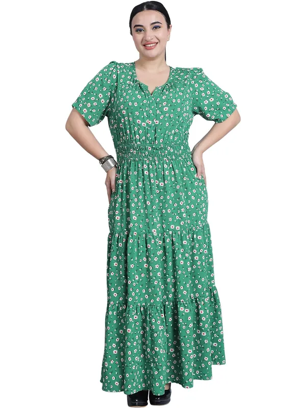 Green_Crepe_Floral_Dress_For_Women