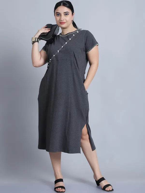Dark_Melange_Cotton_Blend_Solid_Dress_For_Women