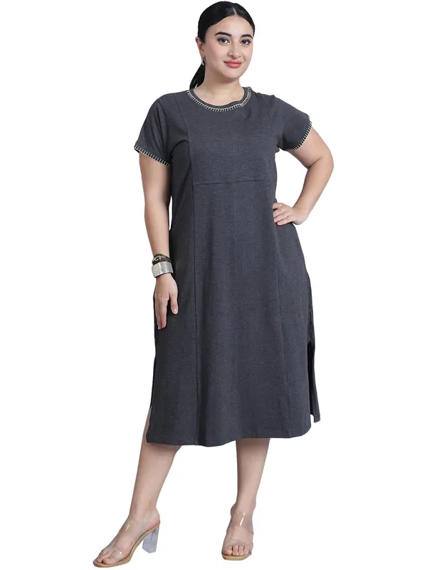 Dark_Melange_Cotton_Blend_Solid_Dress_For_Women