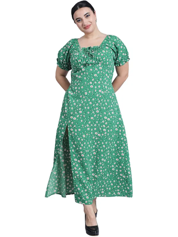 Green_Polyester_Floral_Dress_For_Women