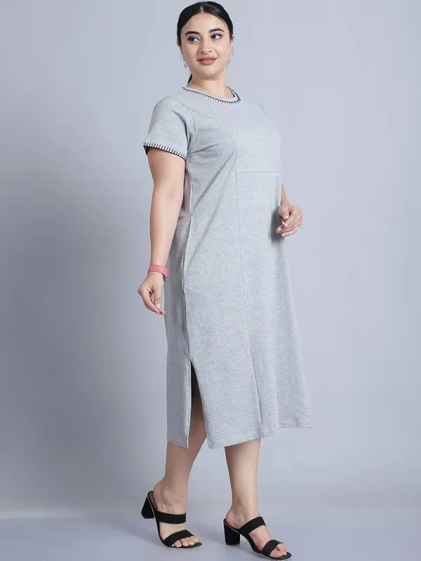 Light_Melange_Cotton_Blend_Solid_Dress_For_Women