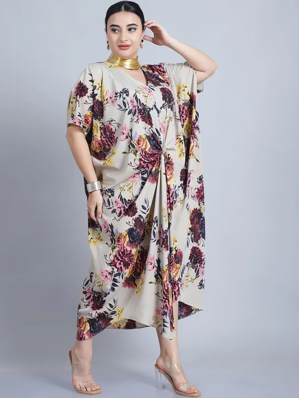 Beige_Polyester_Floral_Kaftan_For_Women