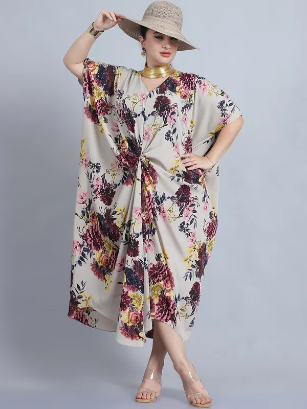 Beige_Polyester_Floral_Kaftan_For_Women