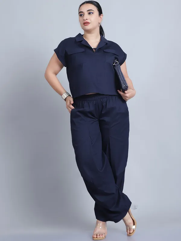 Blue_Cotton_Solid_Clothing_Set_For_Women