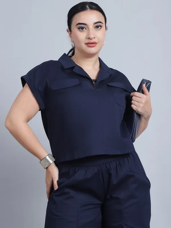 Blue_Cotton_Solid_Clothing_Set_For_Women