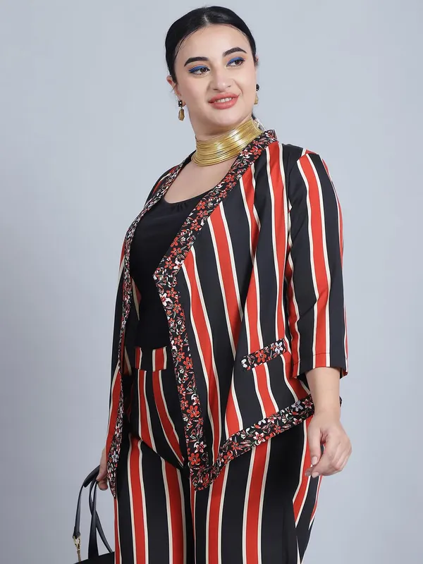 Rust_Polyester_Striped_Clothing_Set_For_Women