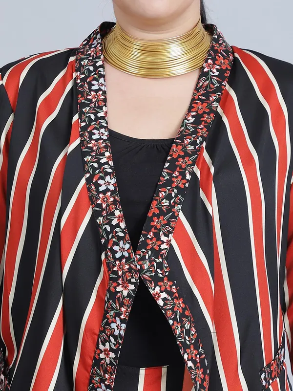 Rust_Polyester_Striped_Clothing_Set_For_Women