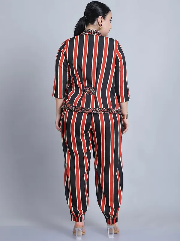 Rust_Polyester_Striped_Clothing_Set_For_Women