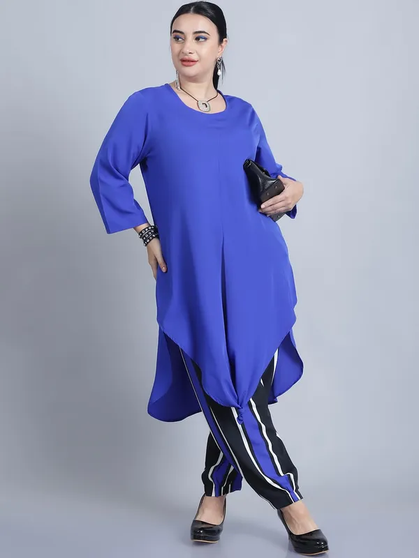 Blue_Polyester_Solid_Clothing_Set_For_Women
