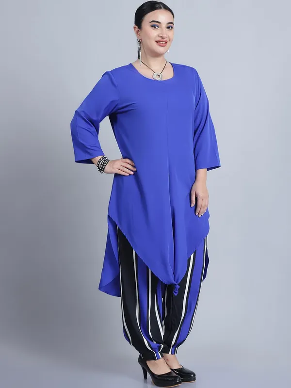 Blue_Polyester_Solid_Clothing_Set_For_Women