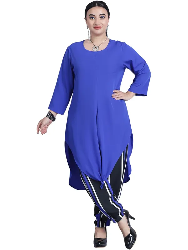 Blue_Polyester_Solid_Clothing_Set_For_Women