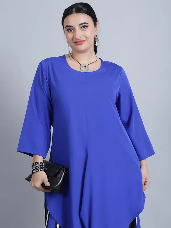 Blue_Polyester_Solid_Clothing_Set_For_Women