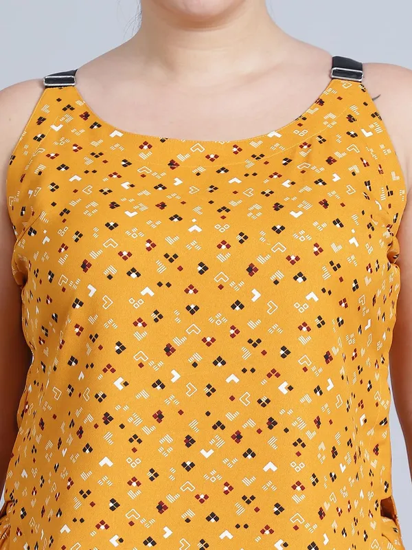 Mustard_Polyester_Floral_Clothing_Set_For_Women