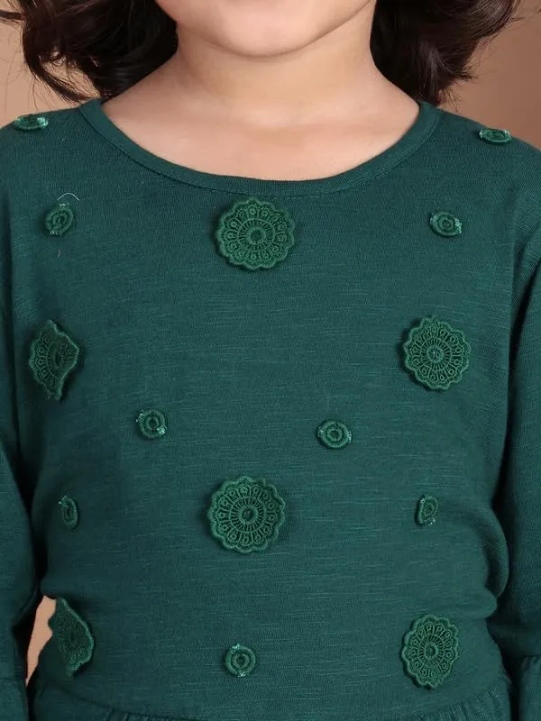 Emerald_Cotton_Blend_Solid_Dress_For_Kids