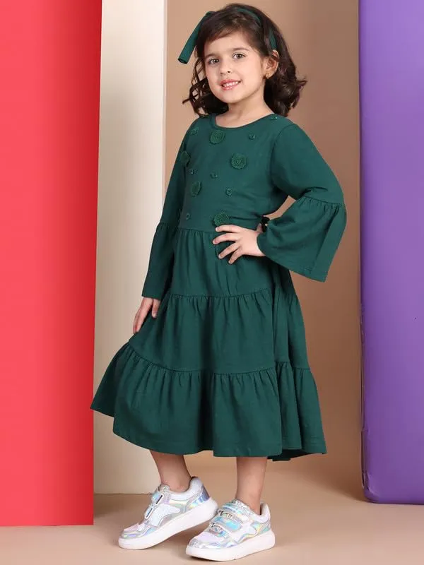 Emerald_Cotton_Blend_Solid_Dress_For_Kids
