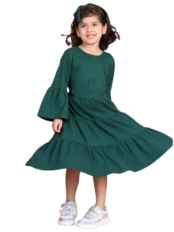 Emerald_Cotton_Blend_Solid_Dress_For_Kids
