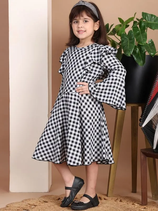 Blue_Polyester_Check_Dress_For_Kids