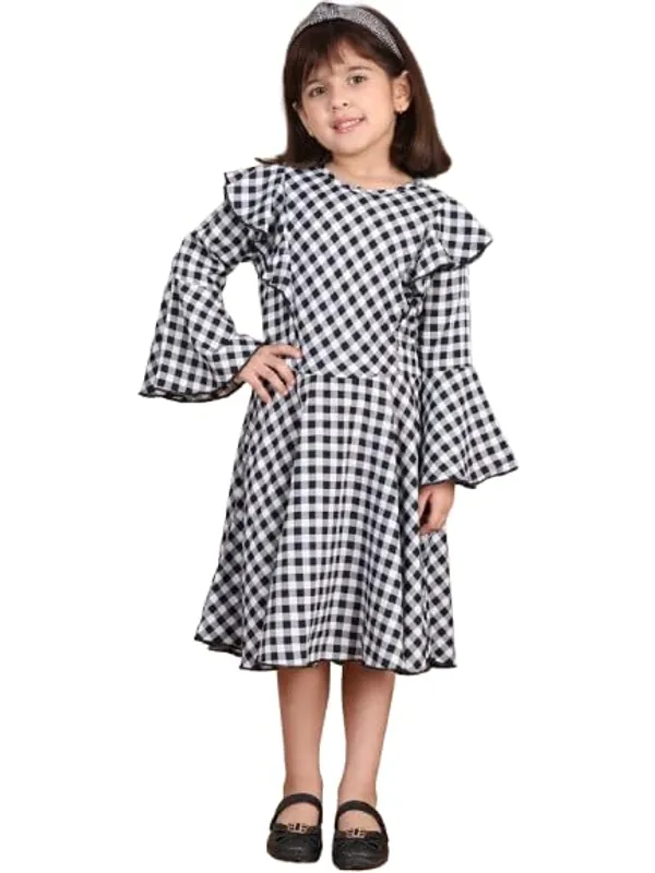 Blue_Polyester_Check_Dress_For_Kids