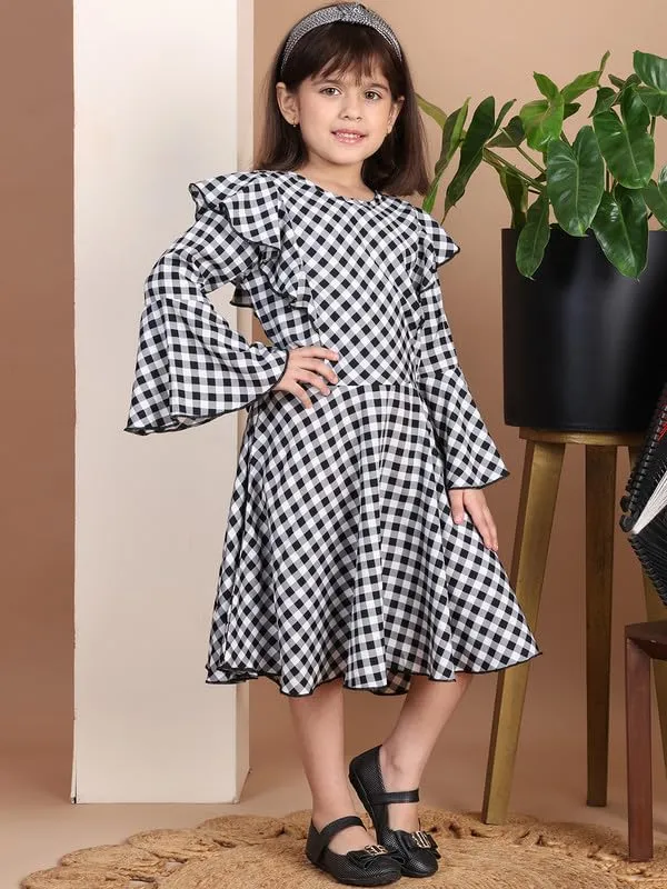 Blue_Polyester_Check_Dress_For_Kids