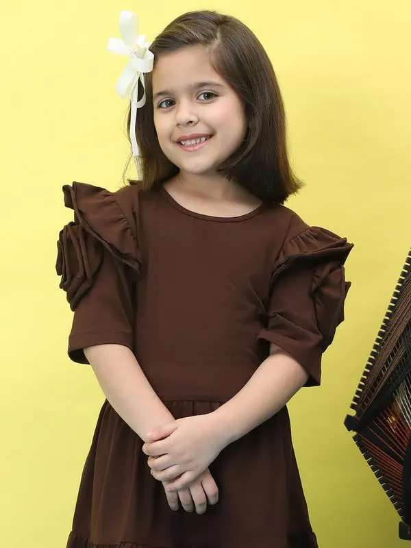 Brown_Cotton_Blend_Solid_Dress_For_Kids