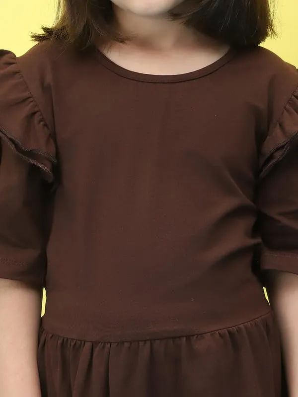Brown_Cotton_Blend_Solid_Dress_For_Kids