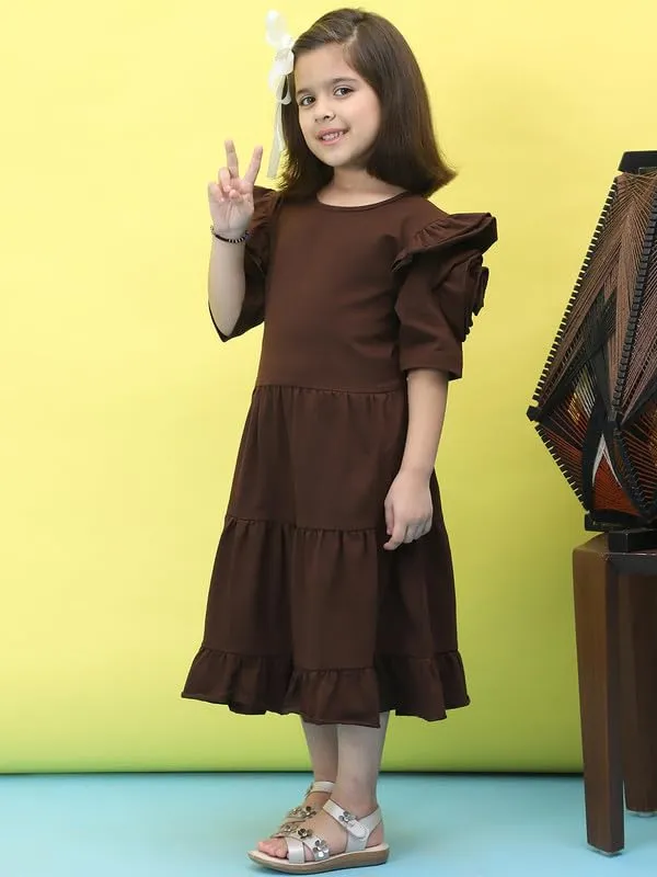 Brown_Cotton_Blend_Solid_Dress_For_Kids