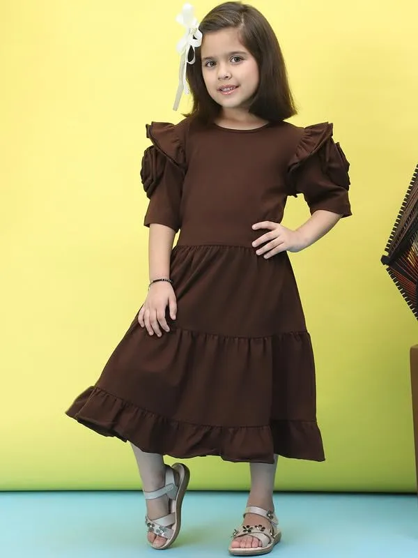Brown_Cotton_Blend_Solid_Dress_For_Kids
