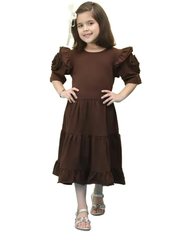 Brown_Cotton_Blend_Solid_Dress_For_Kids