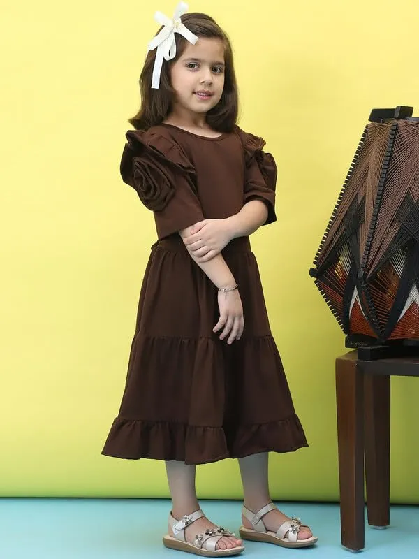 Brown_Cotton_Blend_Solid_Dress_For_Kids