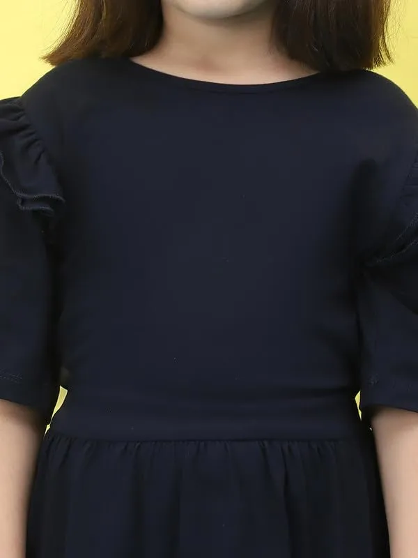 Navy_Blue_Cotton_Blend_Solid_Dress_For_Kids