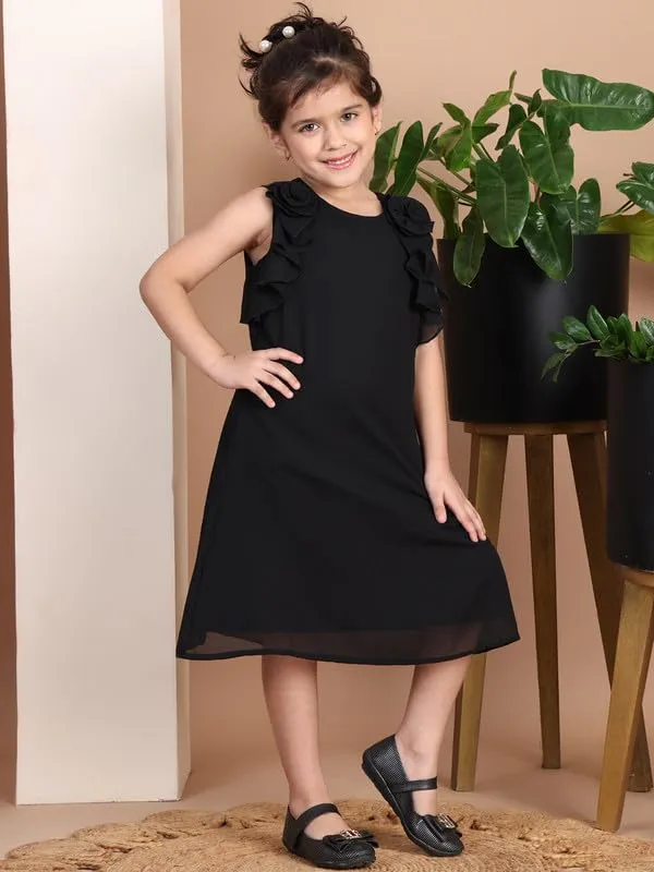 Black_Polyester_Blend_Solid_Dress_For_Kids