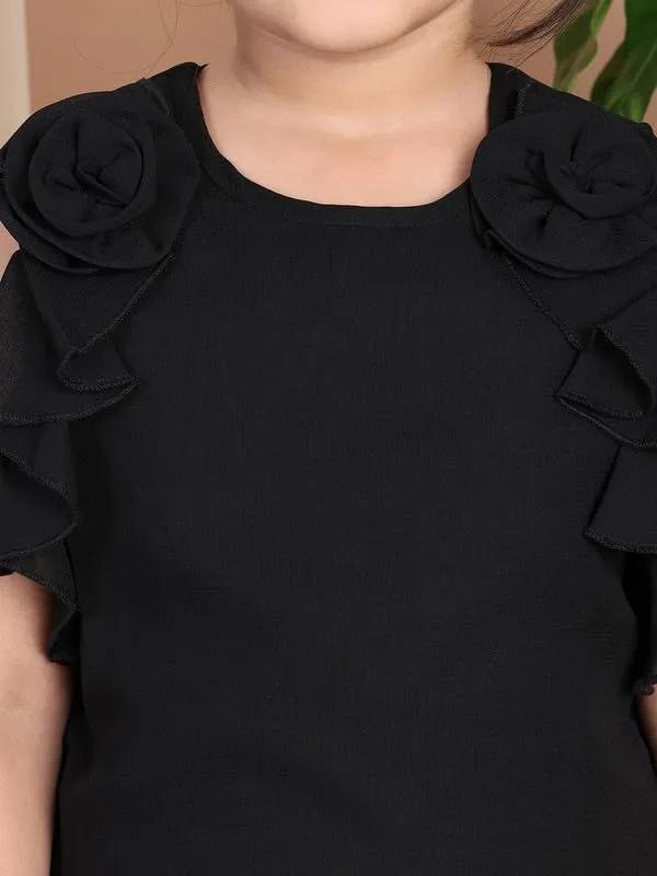Black_Polyester_Blend_Solid_Dress_For_Kids